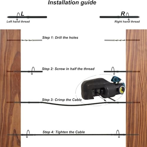 Black Cable Railing Hardware Kit, for 3/16" Cable Railing System for Wood