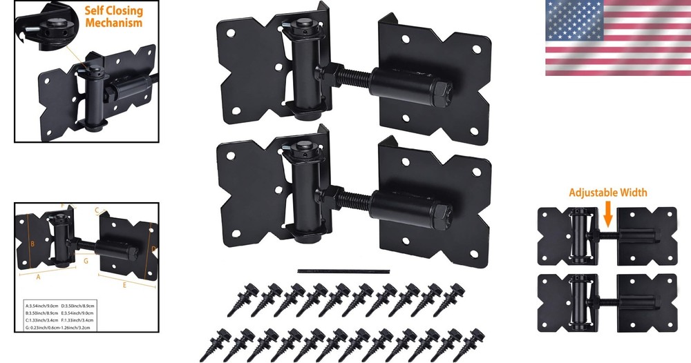 Gate Hinges with Installation Screws, 2 Set