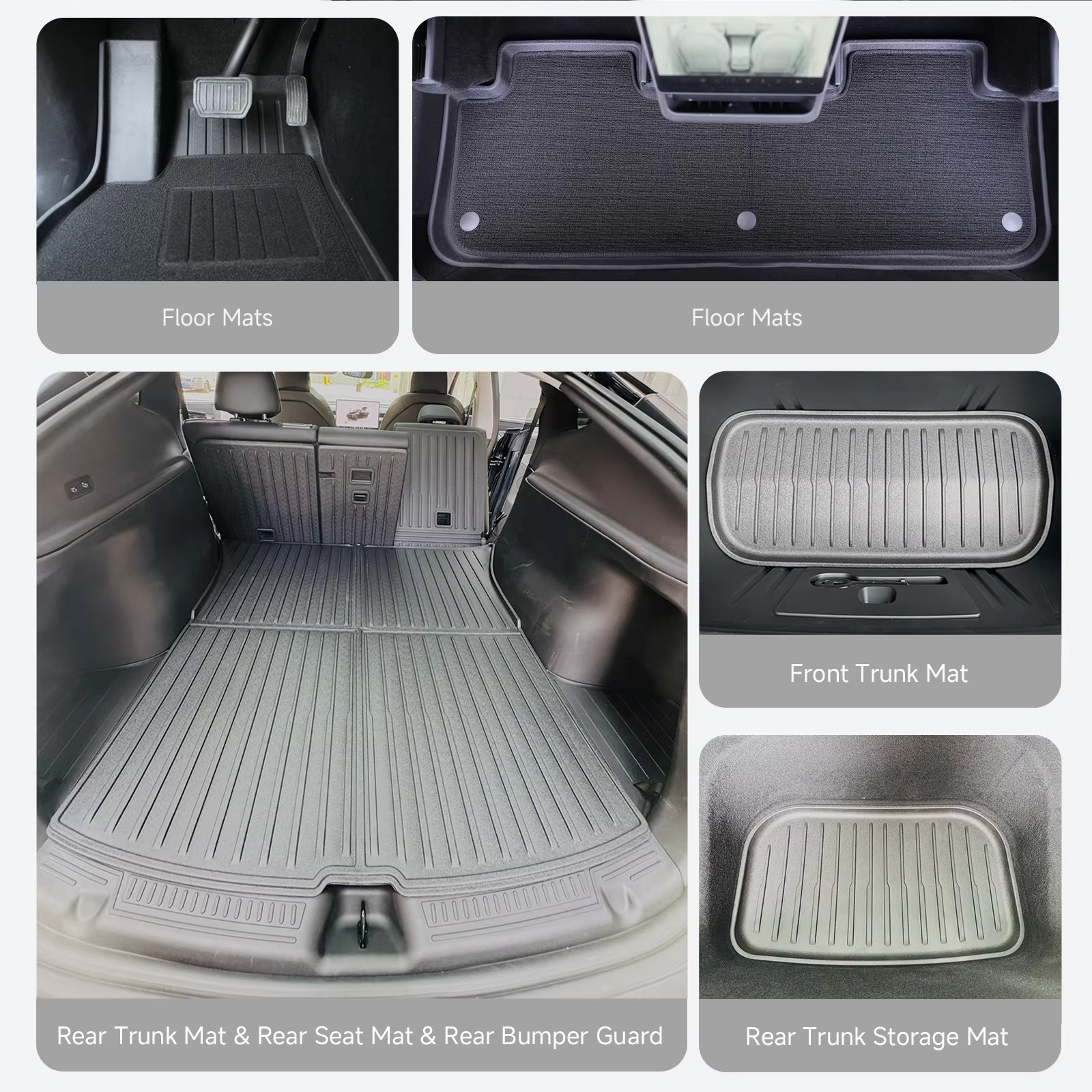 For Tesla Y Juniper 2025-2026 TPE Floor Mats Waterproof Anti-Slip Cargo Liner