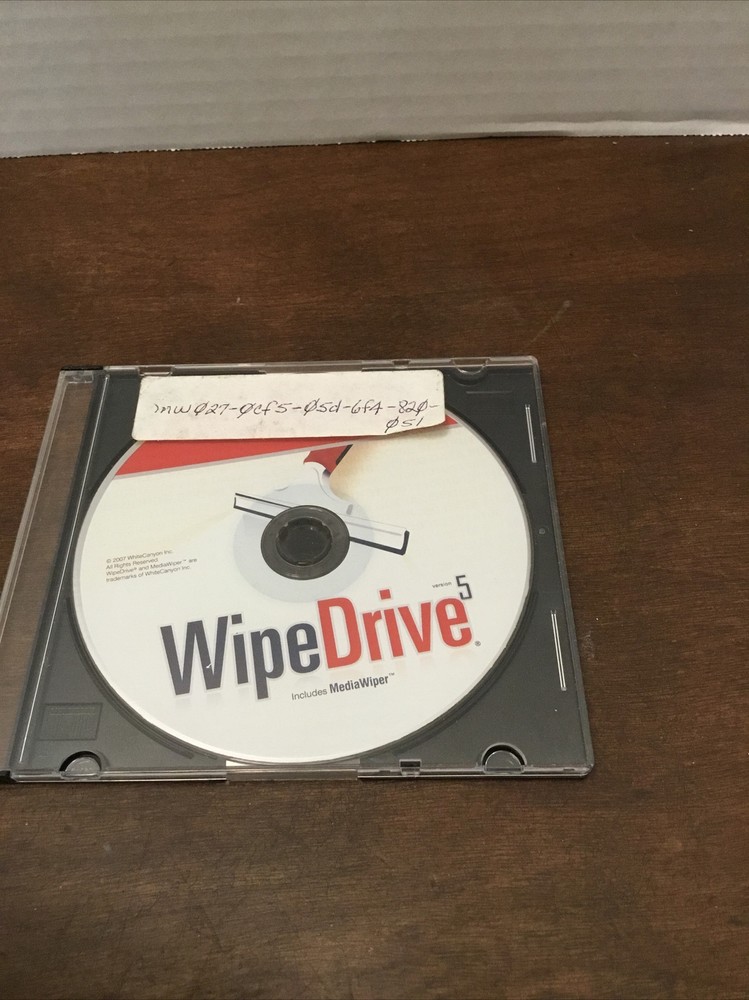 WipeDrive Version 5 CD WhiteCanyon Software 2007 Untested