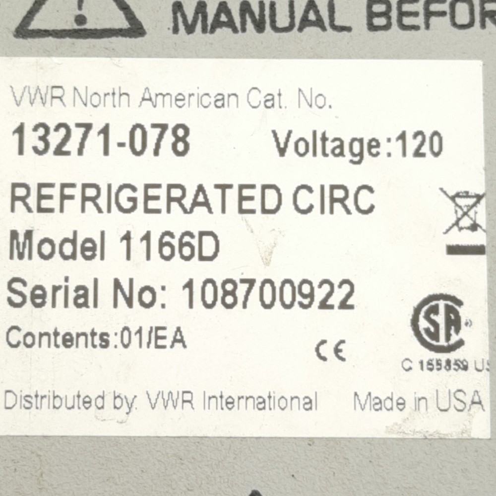 VWR 1166D Digital Immersion Circulator Heater Chiller Temperature Controller