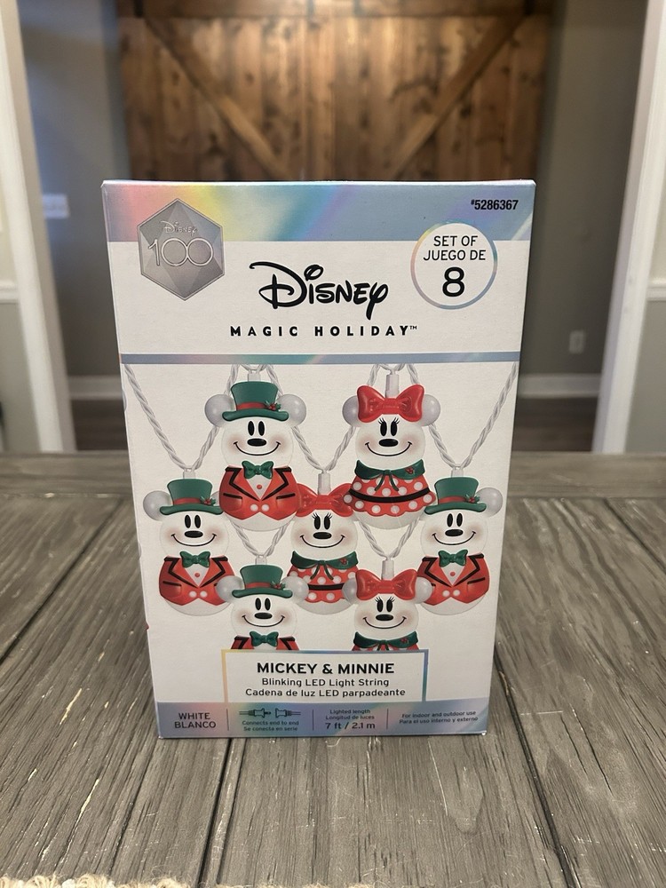 Disney Magic Holiday Mickey & Minnie Blinking Led Light String! NEW IN BOX!