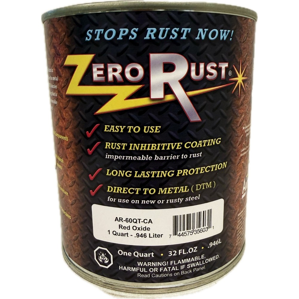Zero Rust AR-60QT-CA Red Rust Inhibitive Coating Quart