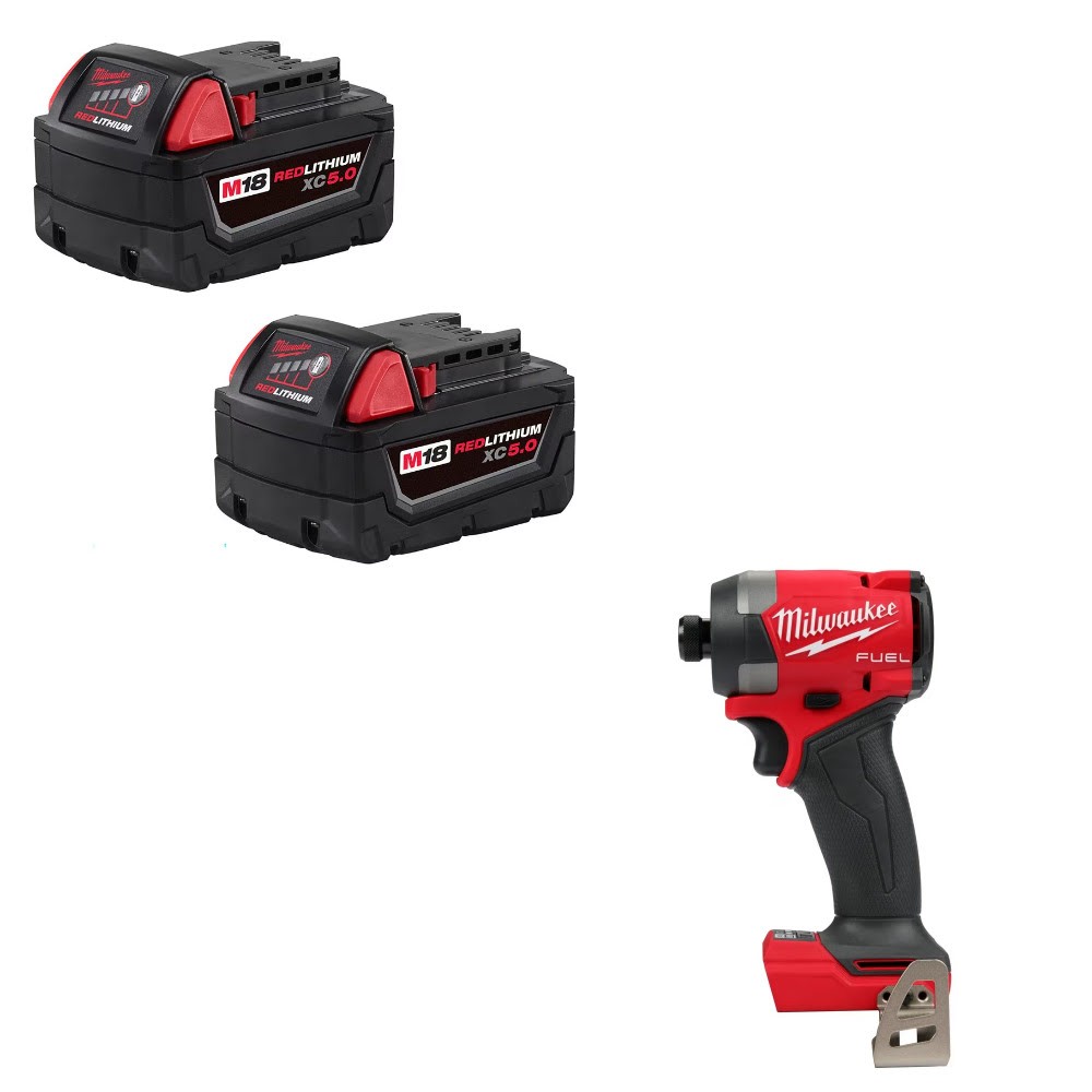 Milwaukee 48-11-1852-2953-20 M18 Battery 2-Pack + FREE 2953-20 Impact Driver