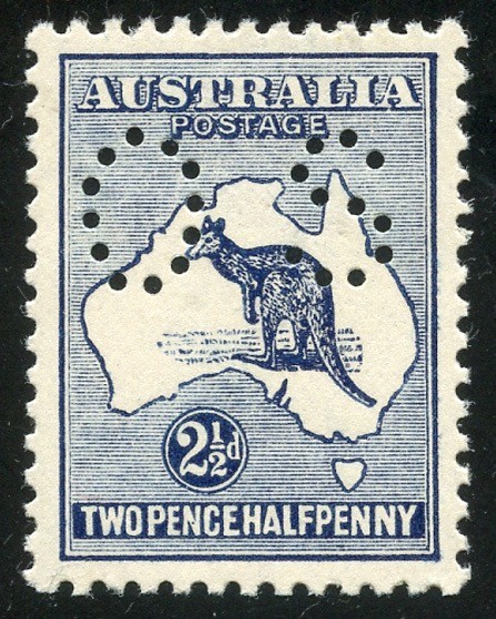 Roo 2½d Acsc 11Ba “OS” DEEP BLUE 3RD WMK WITH CERTIFICATE MNH.