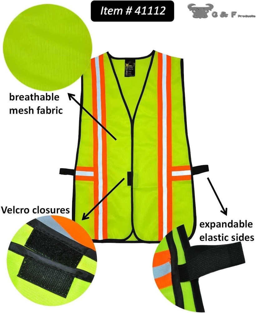 High Visibility Reflective Safety Vest ANSI Class 2 with Multi-Function Pockets