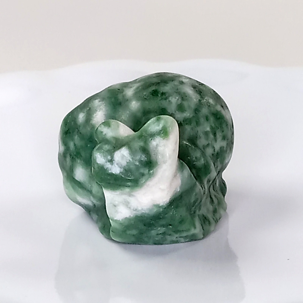 Tree Agate Crystal Snail Carving – Natural Green Pattern – 32g | A33