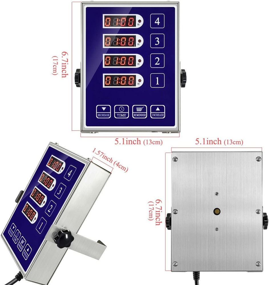 Kitchen Timer for Cooking - 4 Channel Commercial Kitchen Timer