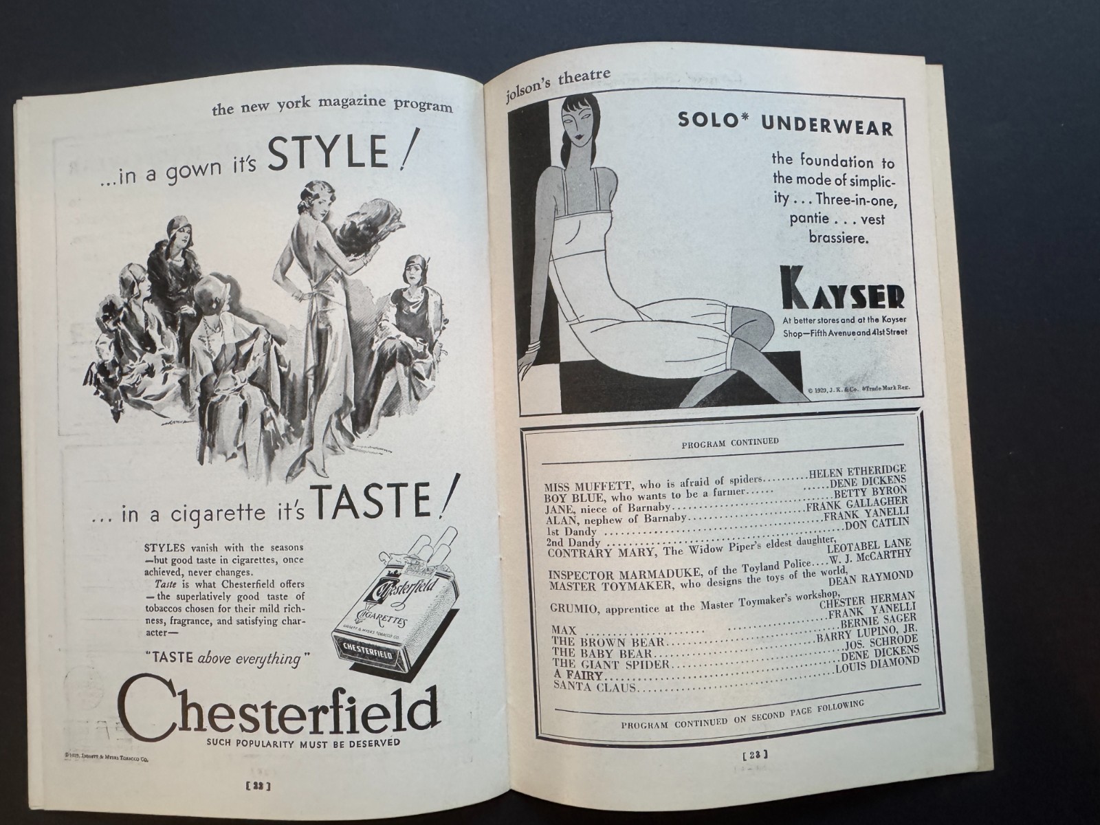 Vintage Broadway Theater Programs 1920s Art Deco Roxy, Jolsons, Majestic