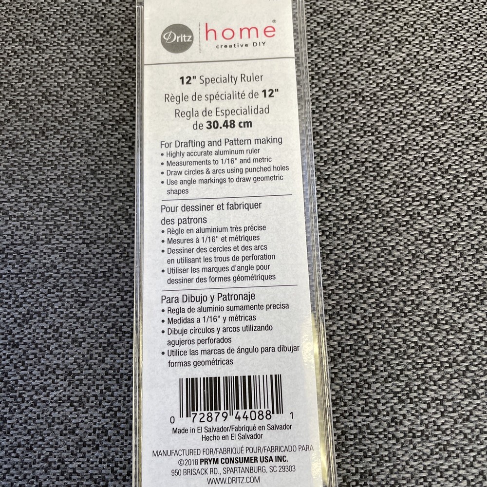 Dritz Home 12" Specialty Ruler: For Drafting & Pattern Making - Item# 44088