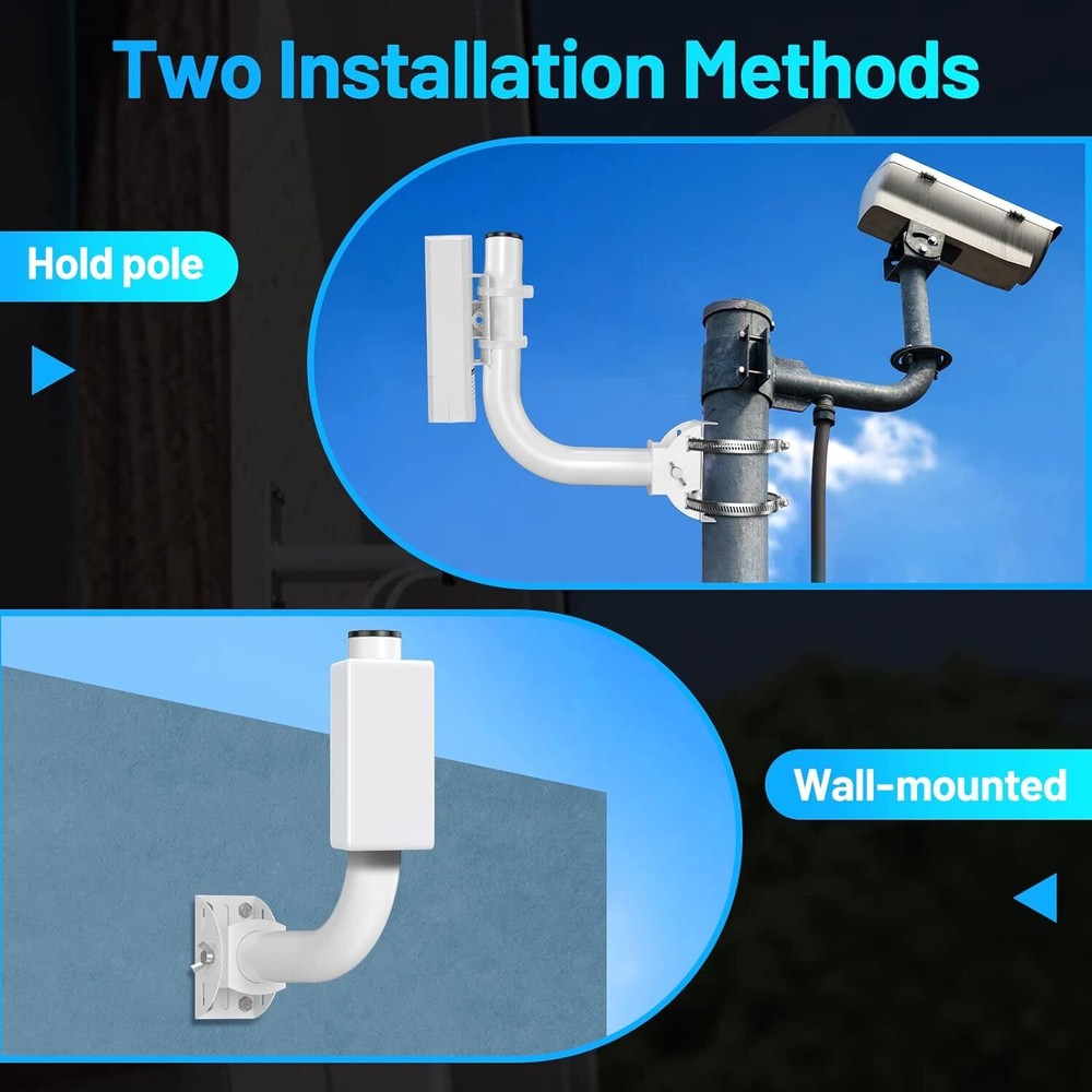 Universal Wireless Bridge Bracket Mount, 2-Pack J Pole Mounts 150° Adjustable