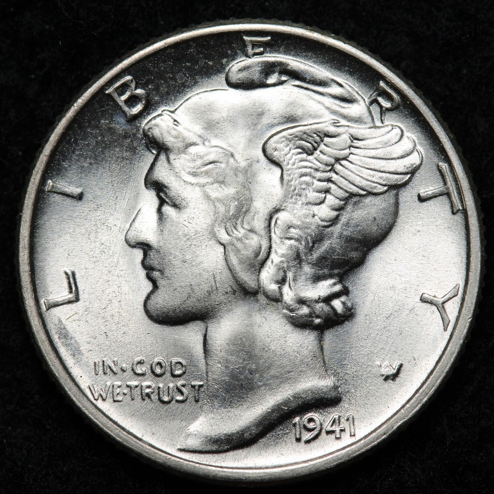1941 Mercury Silver Dime BU *UNCIRCULATED* MS E214 ATCH