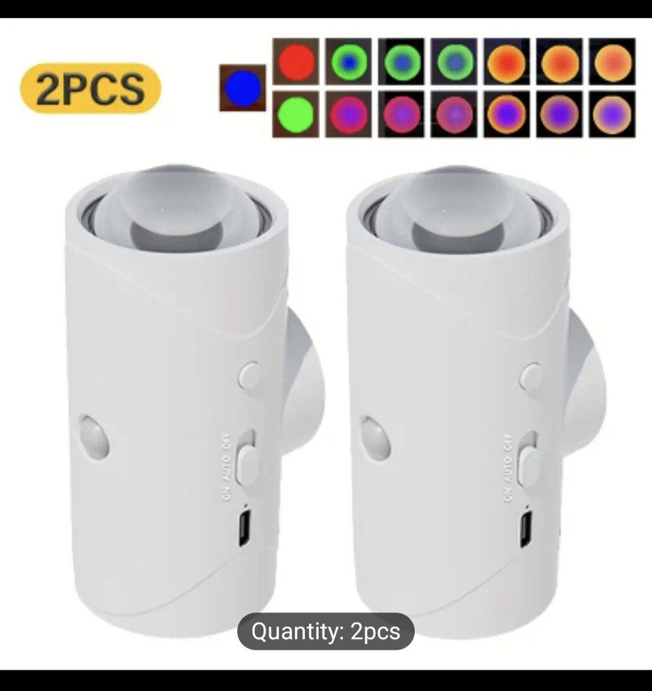 2pcs Rechargeable LED Night Light With Motion Sensor Wall Scone