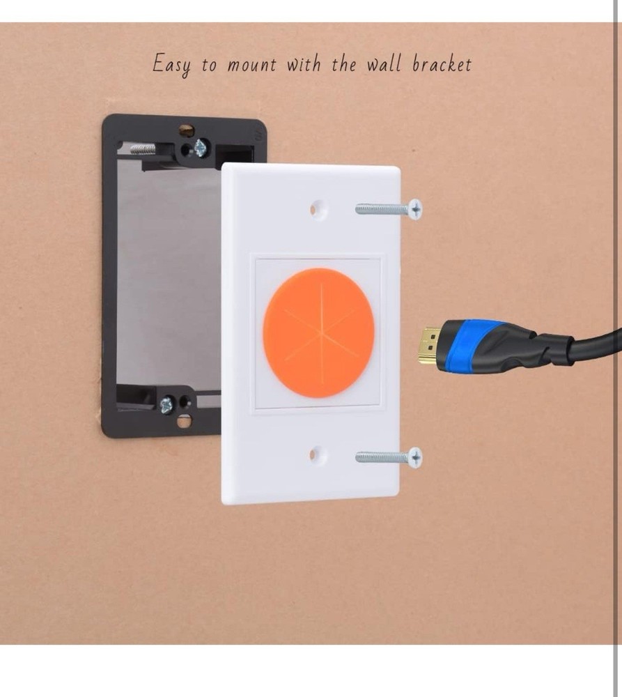 12 Pack Cable Pass Through Wall Plate Round Silicone with Mounting Bracket