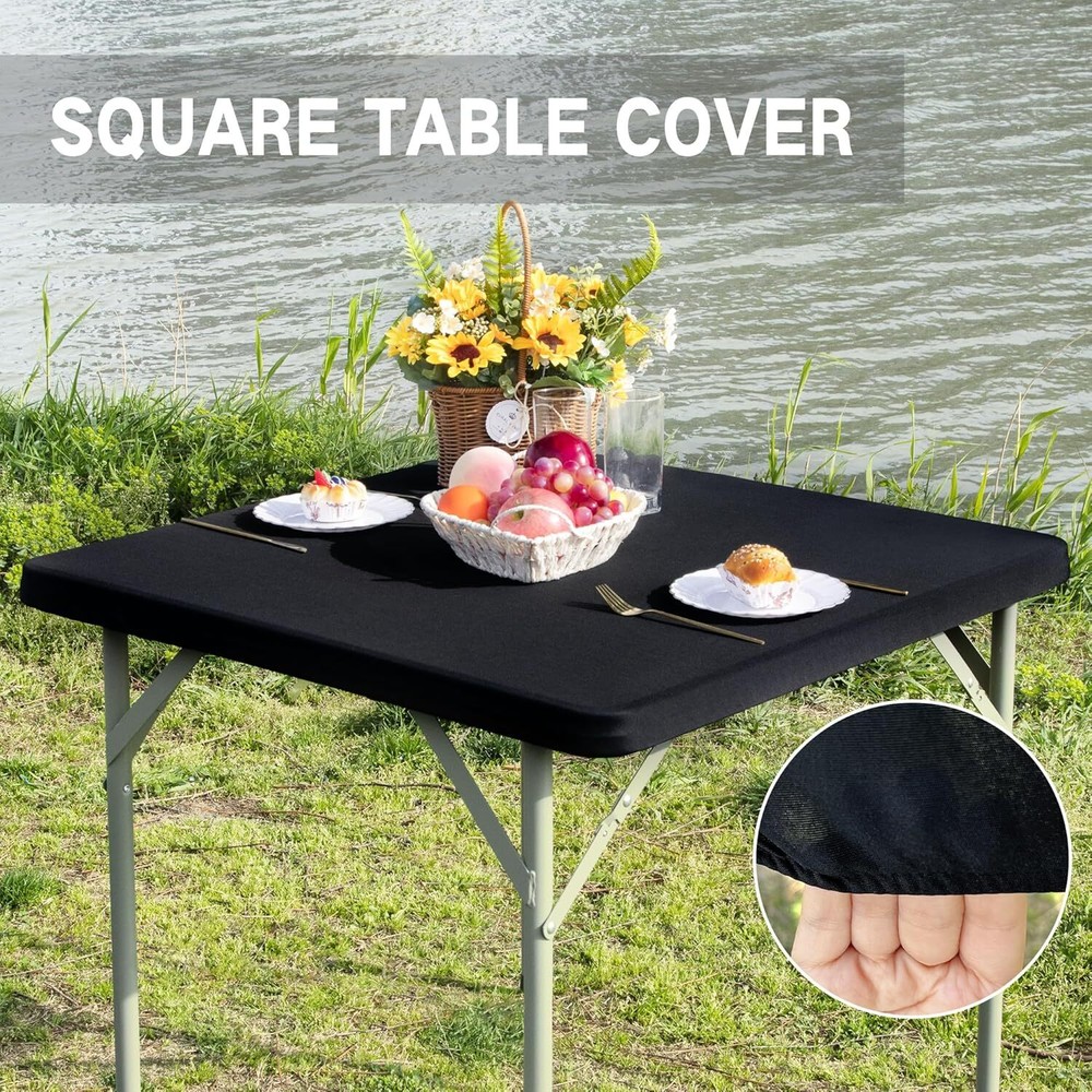 Nacuci Square Fitted Table Cover Elastic Tablecloth 3ft Stretch Spandex Table...