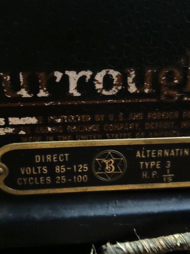 Vintage Black Burroughs Electric Portable Adding Machine 9-1490478 Untested