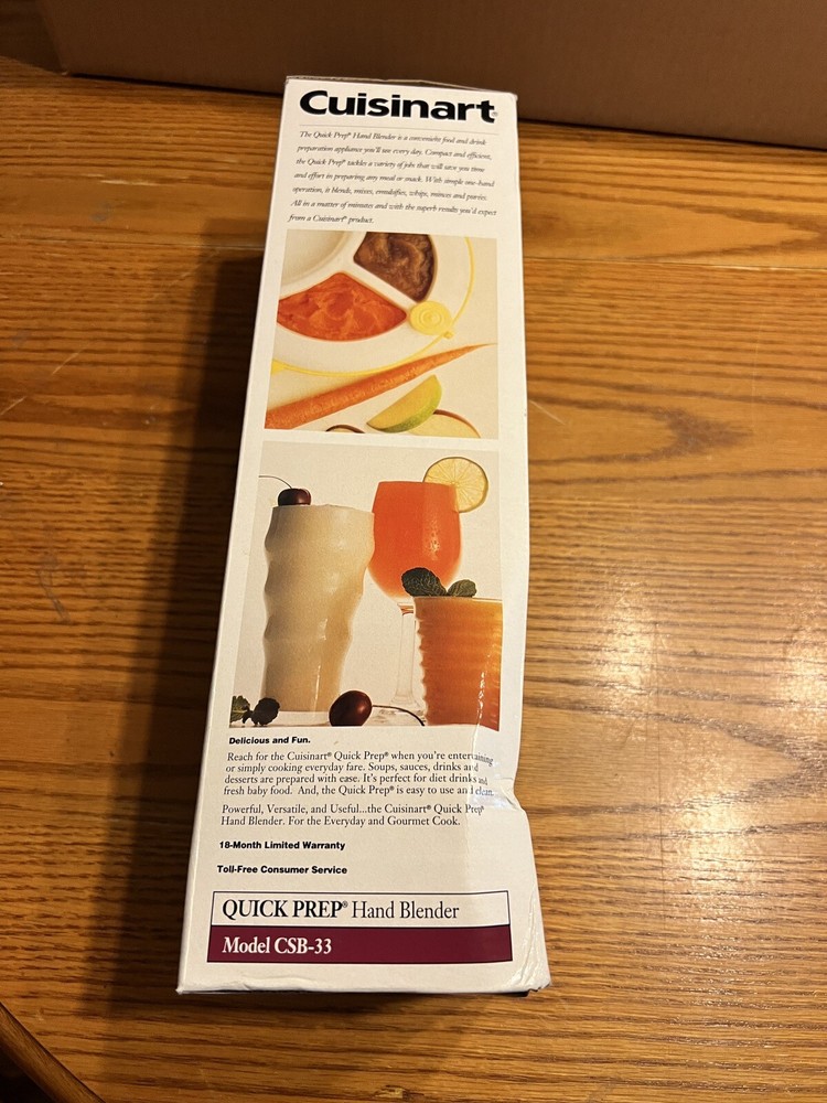 Cuisinart CSB 33 Hand Blender White 2 Speed Quick Prep NIB
