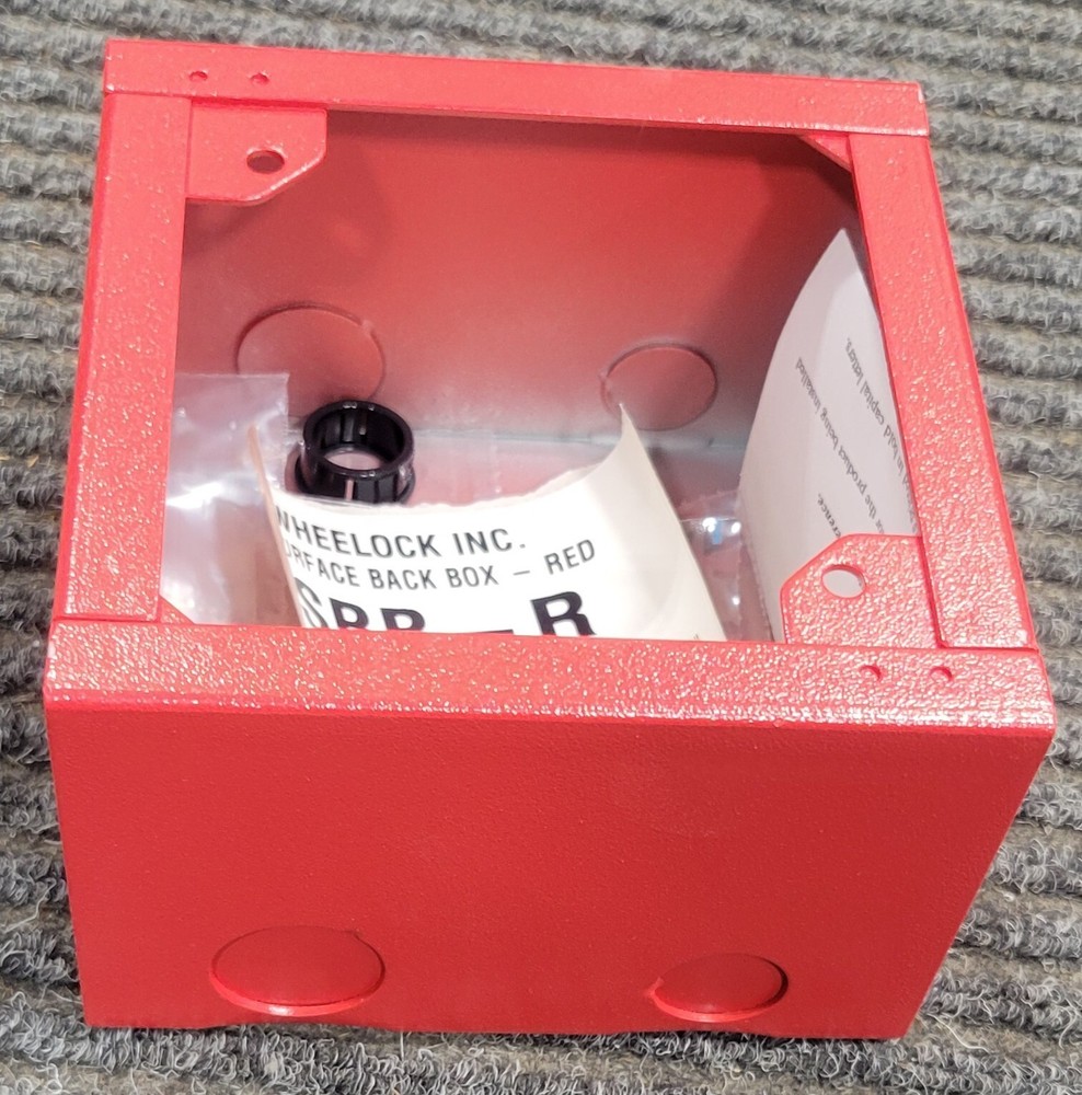 FIRE ALARM BACK BOX Red surface mount w/ Hardware WHEELOCK 103204 SBB-R