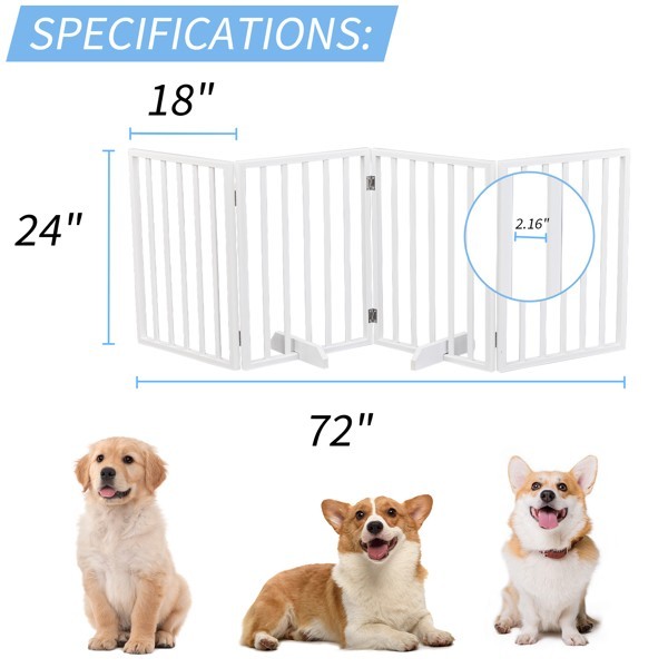 Foldable 4 Panels Dog Exercise Fence Dog Gate Doorway Pet Exercise Pens White