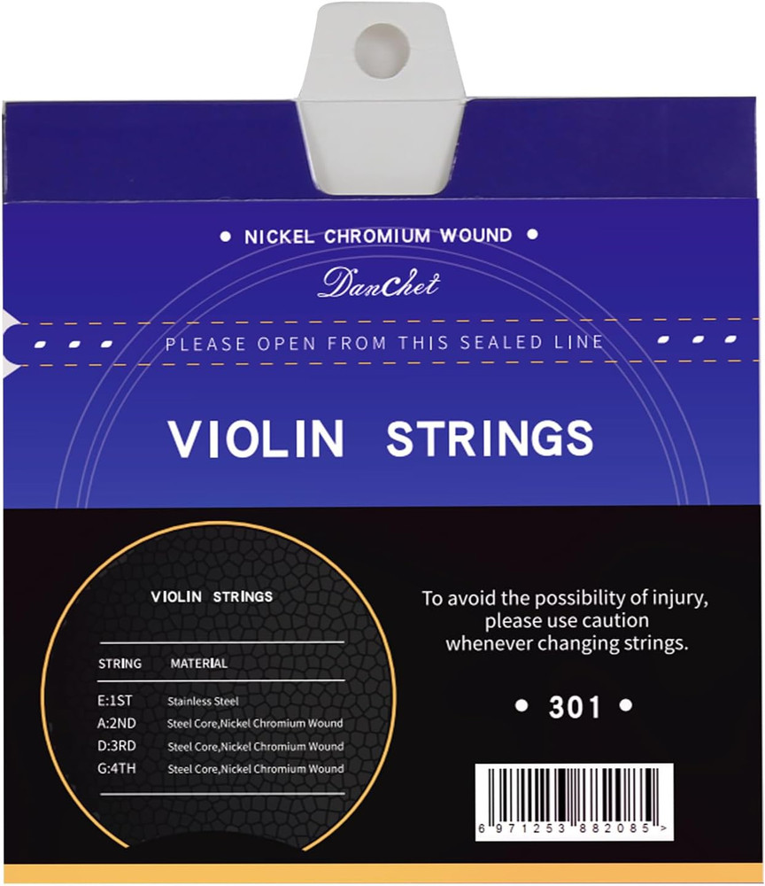 Violin Strings 4/4 Full Set Beginners Level, Ball End, Nickel Chromium Wound 301