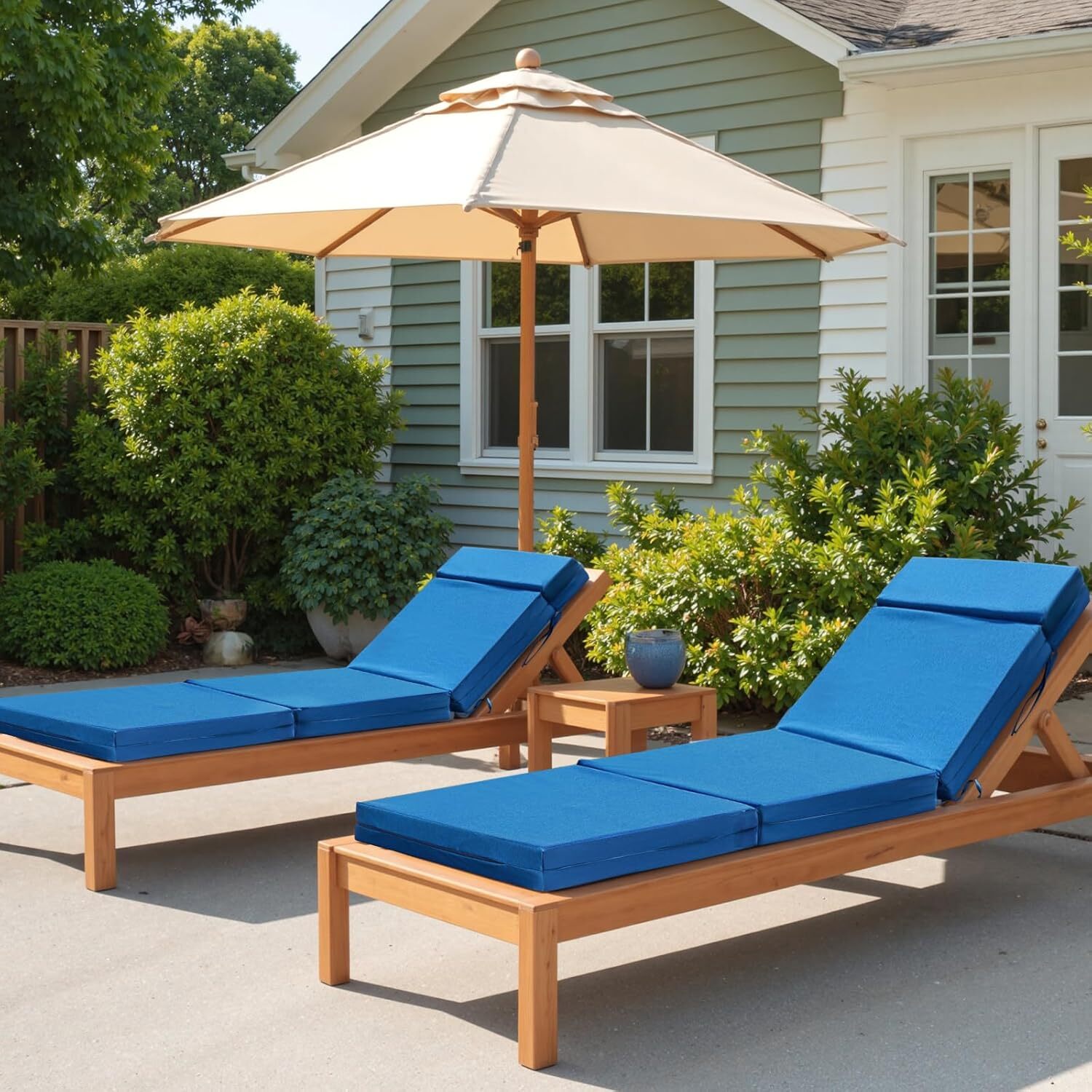 SUNYRISY 72"x21"x5" Chaise Lounge Cushions Set of 2 Waterproof Sun- Patio Pads