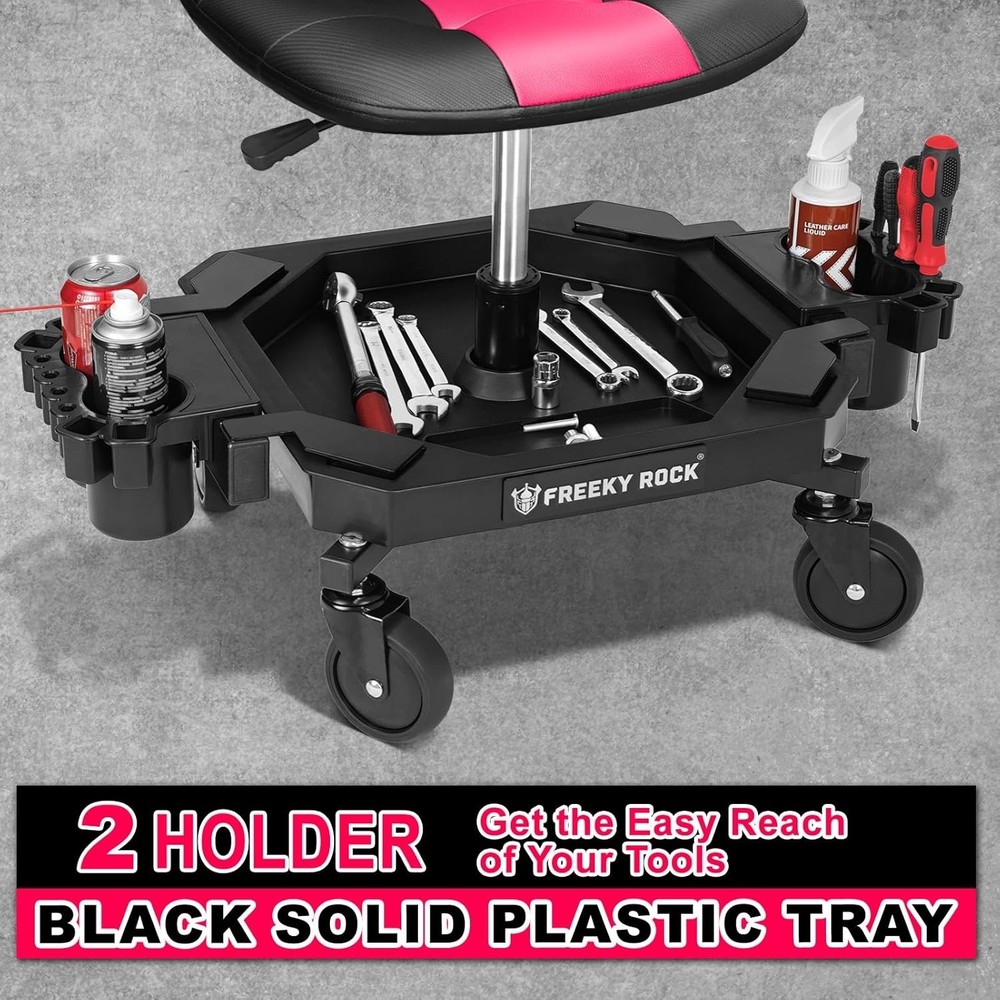 Pink Rolling Stool Adjustable Height Pneumatic Garage Mechanic Stool - READ DESC