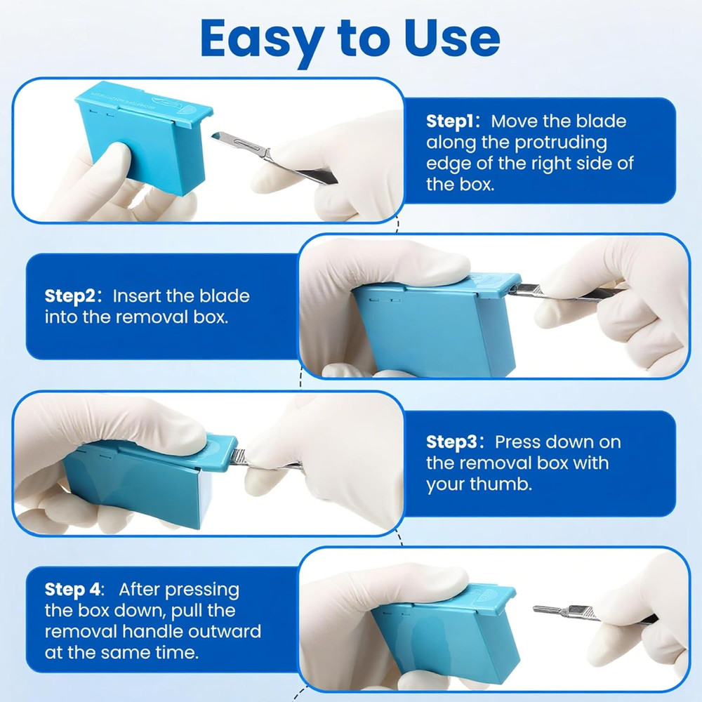 Compact Blade Remover Box, Handheld Blue Sharps Disposal Container, Plastic 1pc.