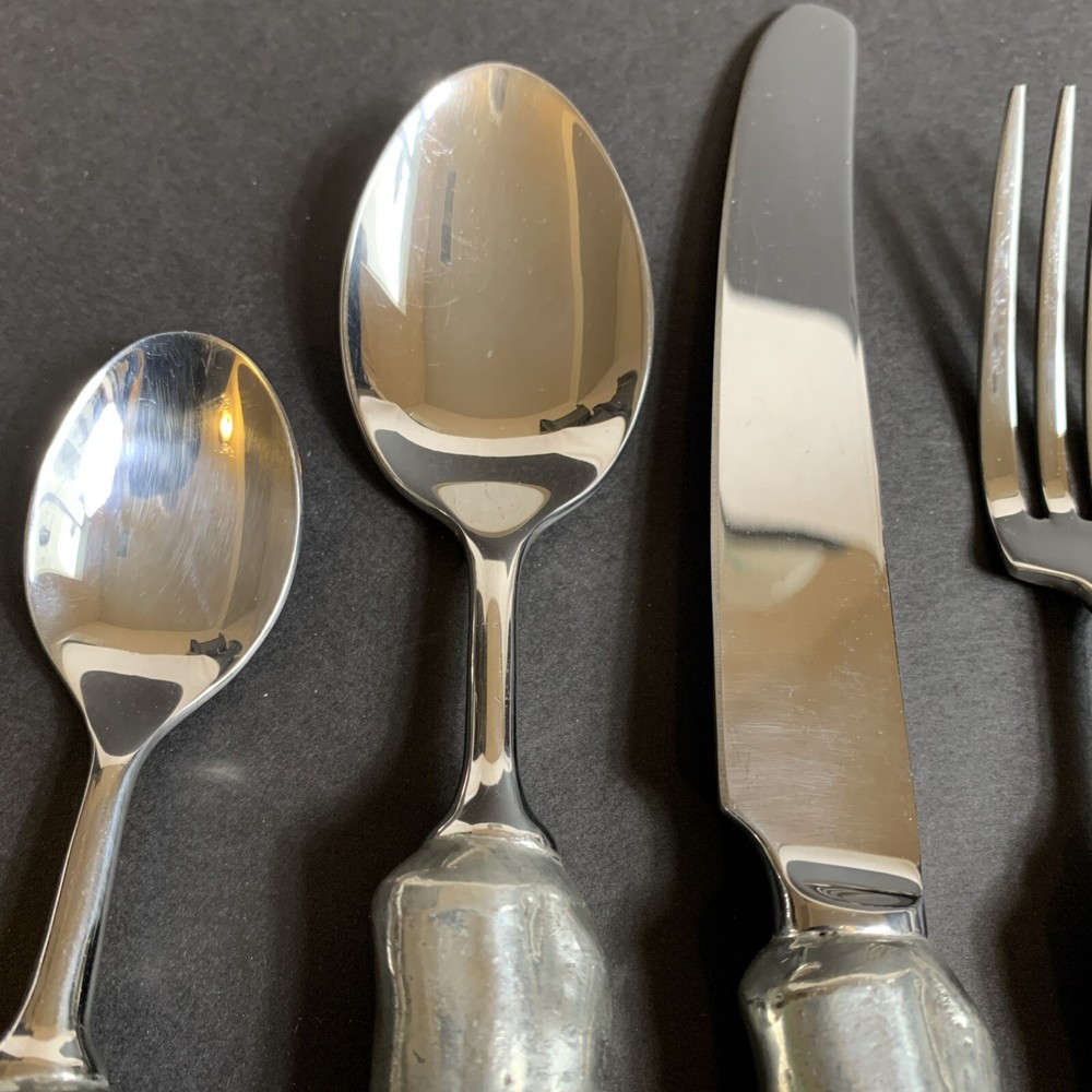 5 Piece Pewter Antler Flatware Place Setting