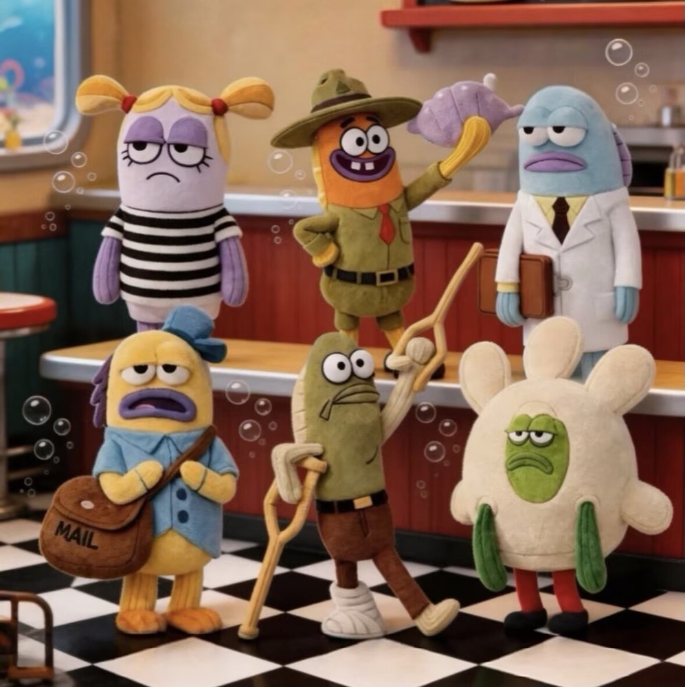 Authentic Bikini Bottom Buddies Series 2 Blind Box Plush Keychain Figures Toy