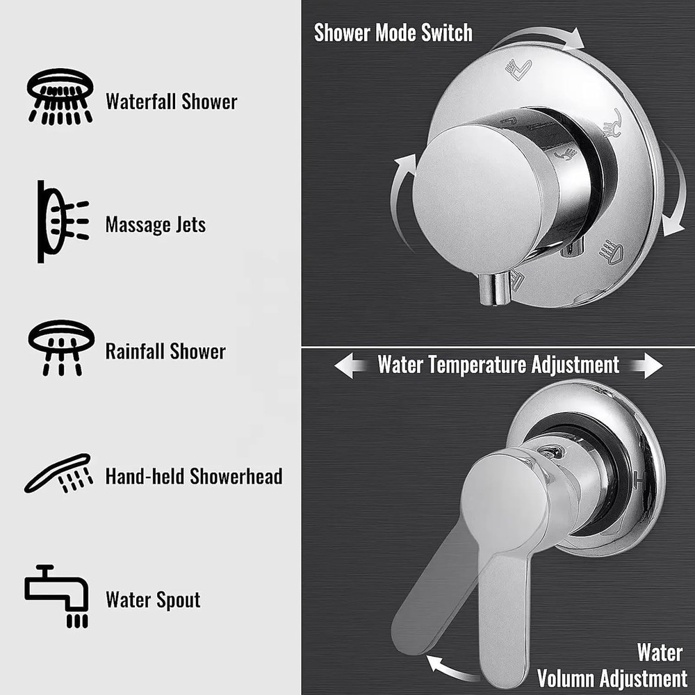 ZeeCry Shower Panel Rainfall, Body Massage Spray Handheld Shower