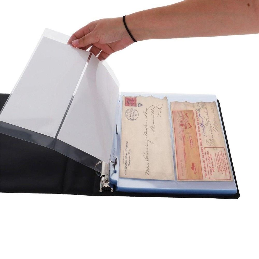 50 BCW 2 Vertical Pocket Pages For Envelopes / Small FDC Fit 3 Holes Laser Weld