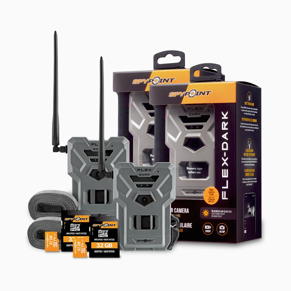 Spypoint FLEX-DARK GPS-Enabled Cellular Trail Camera 2-Pack Bundle (Gray)
