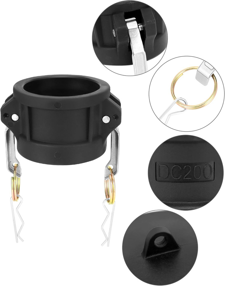 4 Pack 2 in Type DC Polypropylene Camlock Dust Caps Coupling 125 PSI 2-Inch Size