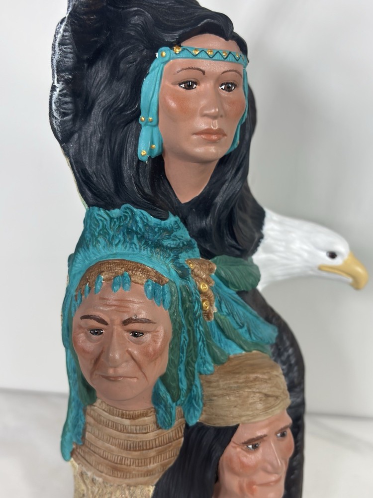 Ceramic Native American sculpture/figurine – three people &Eagle 11”