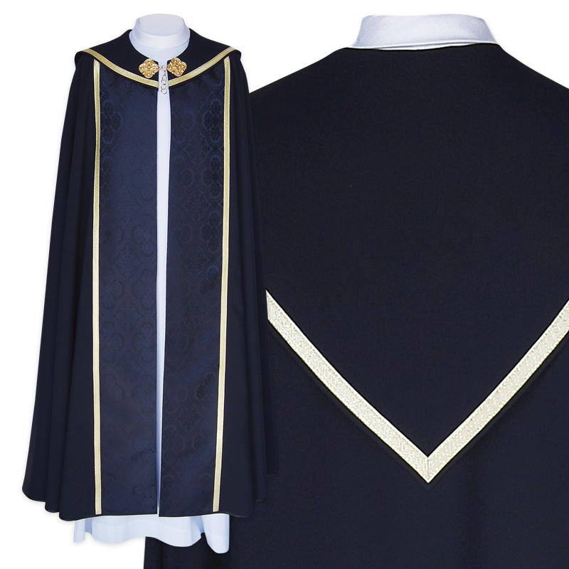 COPE Gothic style vestment, Black plain fabric