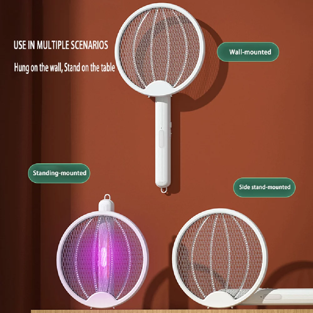 Rechargeable Electric Mosquito Fly Swatter Zapper Racket Bug Insect Killer Lamp
