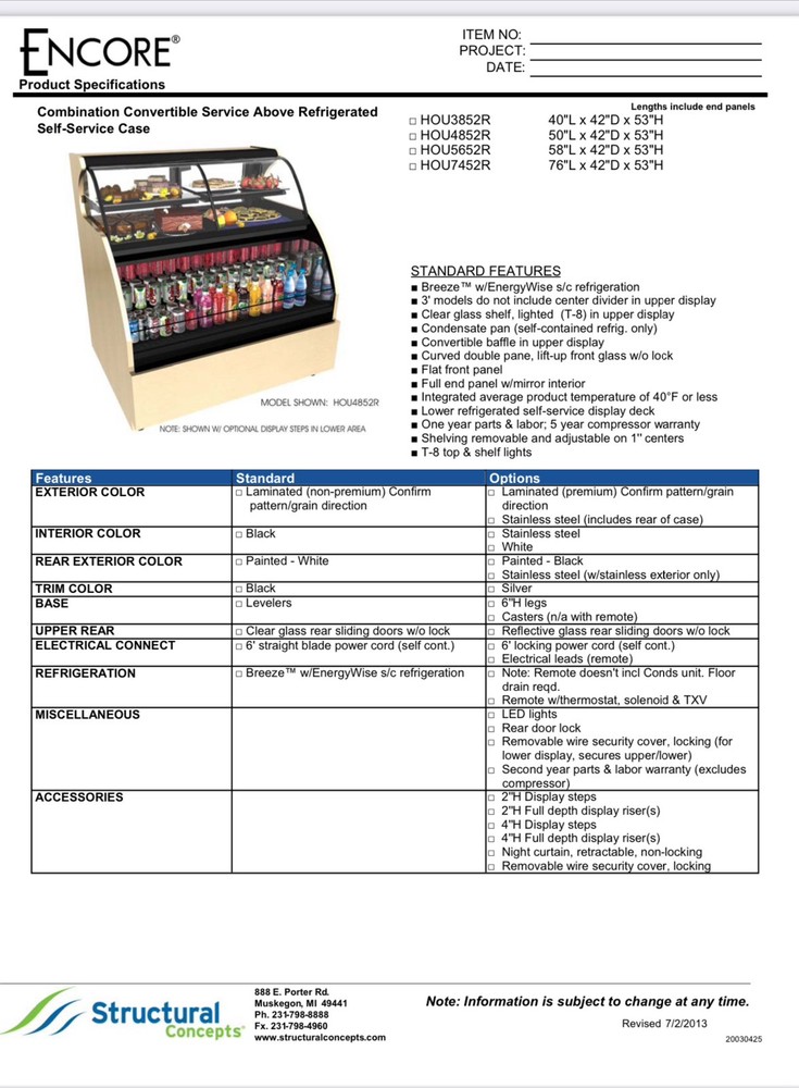 Structural Concepts Bakery Display Case, Refrigerated/Dry NICE WORKING SHAPE!