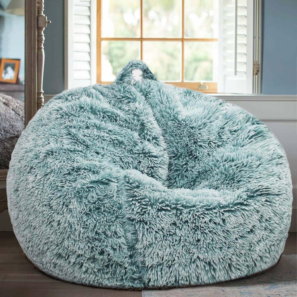 Fluffy Bean Bag Chair for Kids, 2.5FT Round Memory Foam Filled Bean Bag for T...