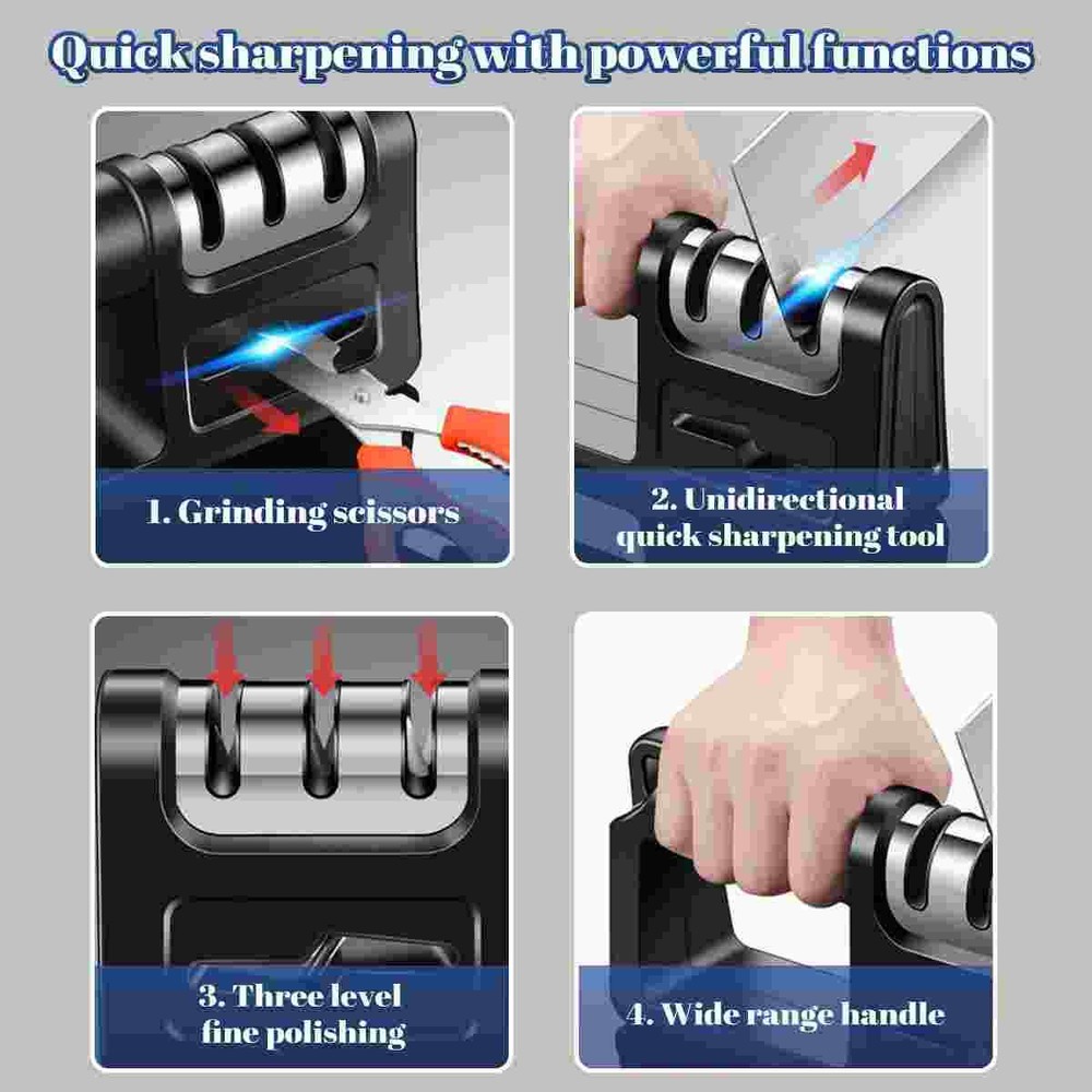 4 Stage Knife Sharpener Professional Ceramic Tungsten Kitchen Sharpening System