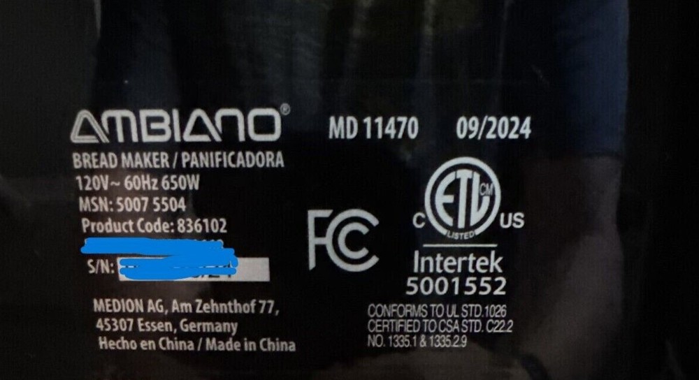 Kneading Paddle for Ambiano Bread Maker Model Product Code 836102 only (S)