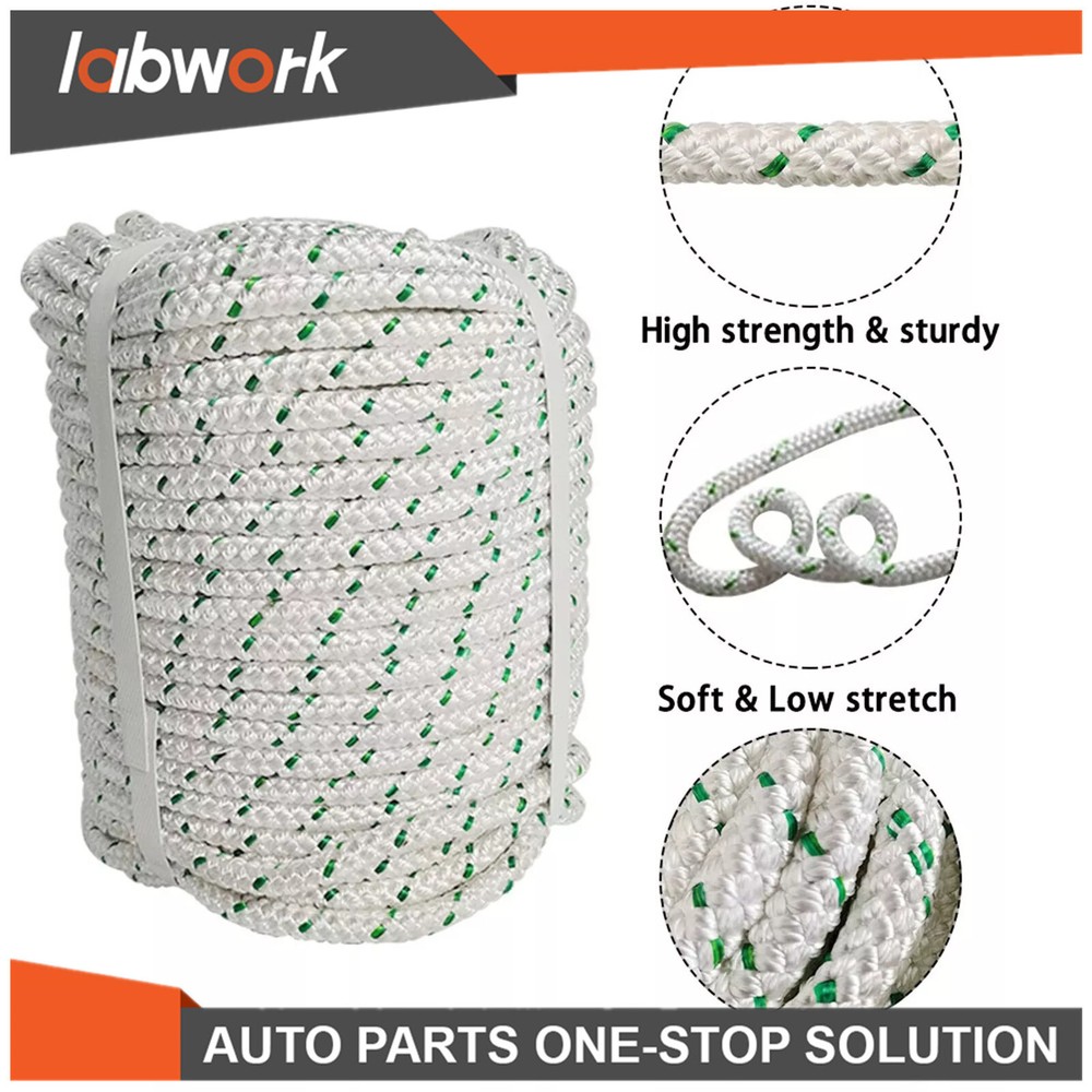 Labwork Duty 3/8" x 100' Double Braid Polyester Rope 4800 Lbs Breaking Strength