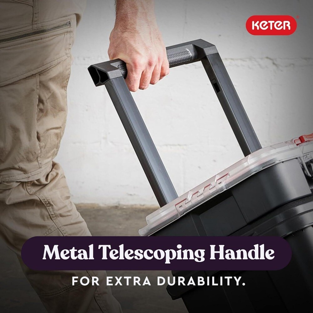 Keter Stack-n-Roll Modular Tools Organizer for Garage Storage and DIY, NEW..