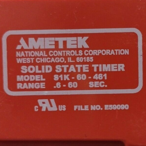 AMETEK S1K-60-461 SOLID STATE TIME DELAY RELAY WITH TIMEMARK 51X120 RELAY SOCKET
