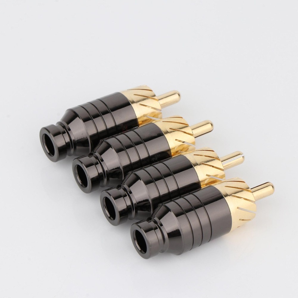4pcs Copper RCA Plug Gold Plated Audio Video Adapter Connector C