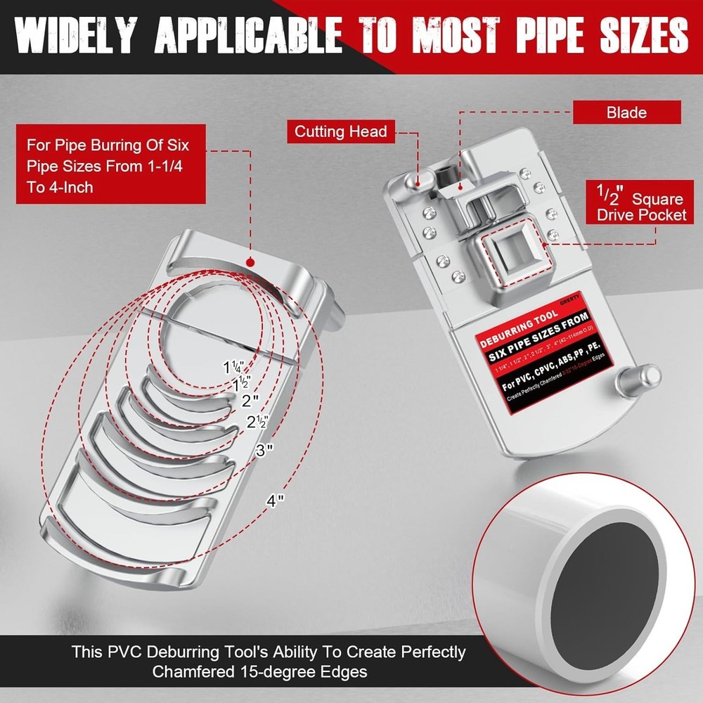 Deburring Tool for PVC Pipe, Plumbing Tools, Professional Plastic Pipe Deburr...