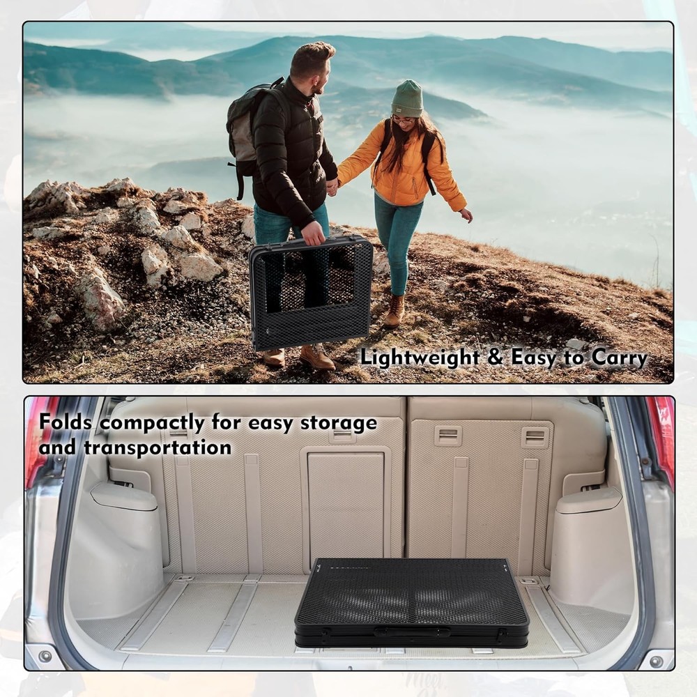 4FT 3-Fold Camping Table with Mesh Desktop Adjustable Height BBQ Grill Table