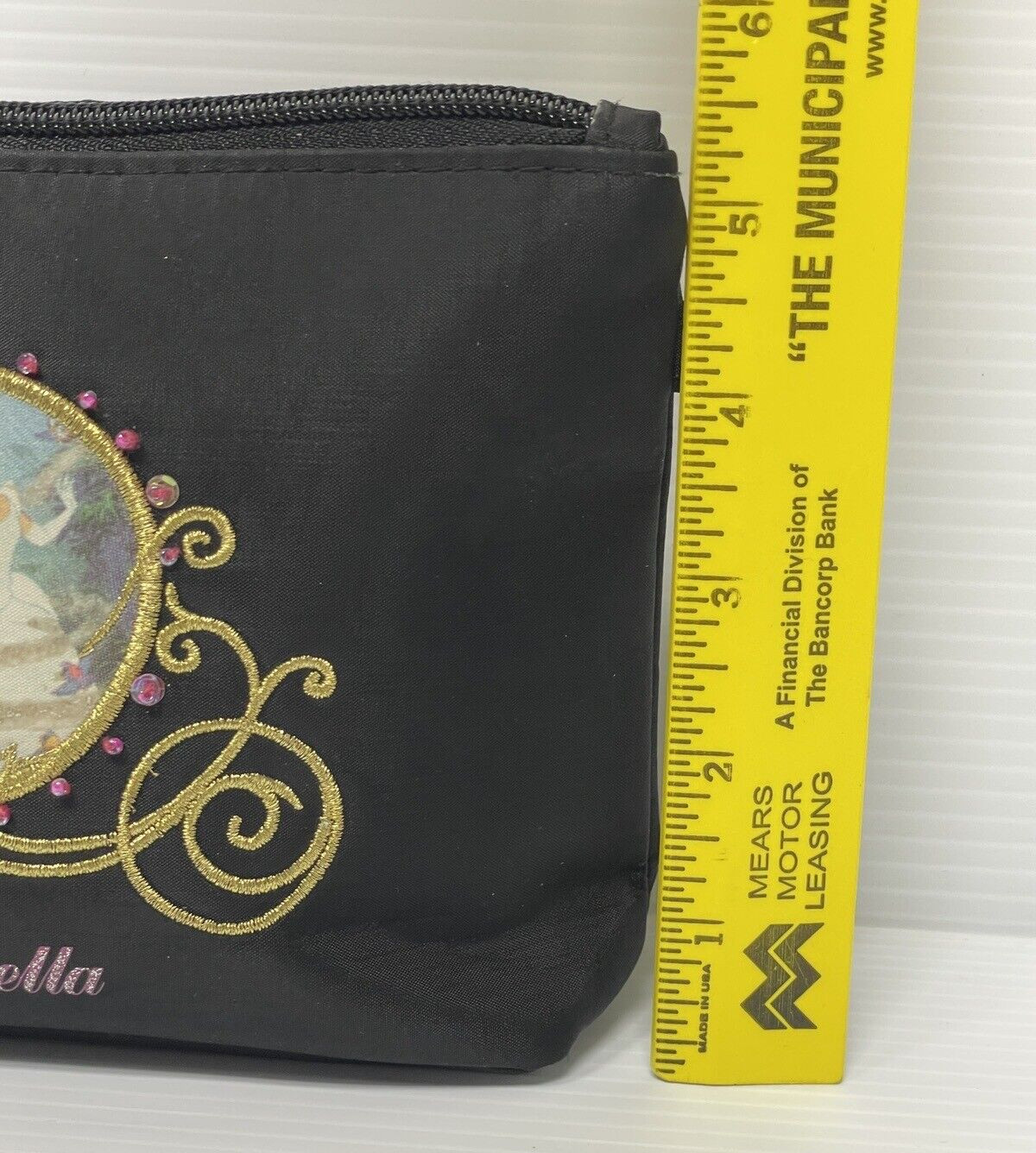 Disney Princess Cinderella Godmother Carriage Black Travel Make-Up Bag 7"x5"