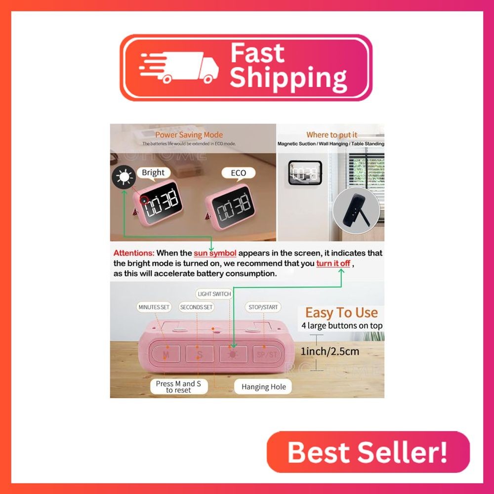 Digital Large Display Visual Timer Stopwatch for Kitchen Teacher School Classroo