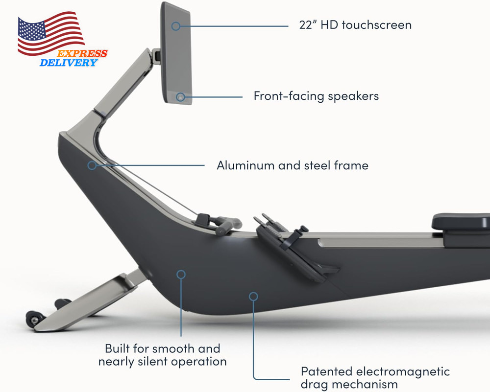 Origin Rowing Machine with Immersive 22" HD Rotating Screen Stows Upright