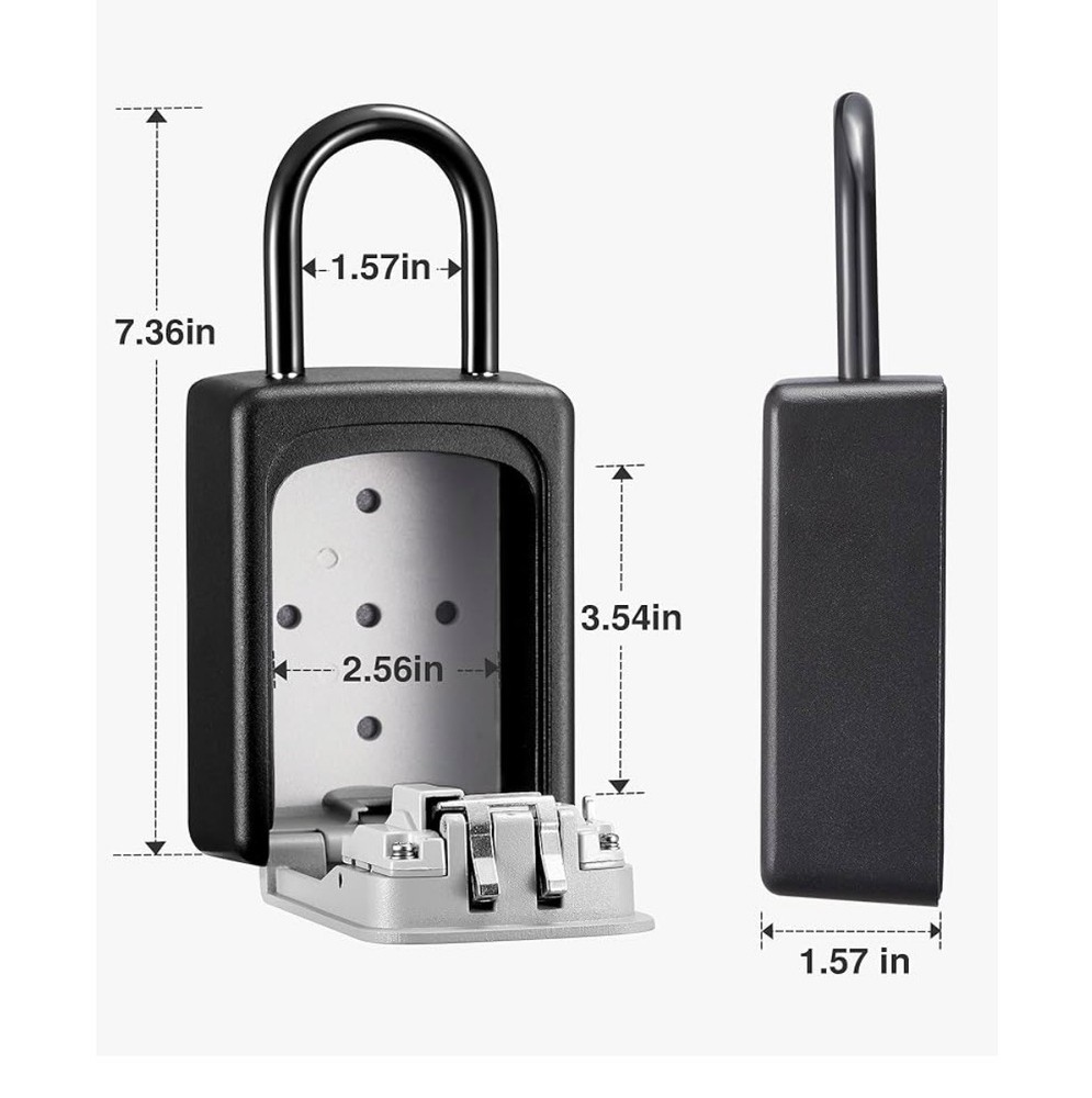 Puroma Lock Box, Resettable Combination Code, Portable Wall Mount, Grey Large